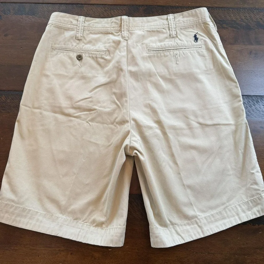 Polo Ralph Lauren Shorts Mens 33 Beige Relaxed Fit Chino Flat Front 9.5 inch - Picture 7 of 9